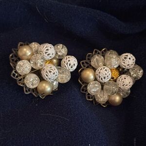 Vintage Original by RobyElegant Cluster Earrings with Gold and Silver Accents